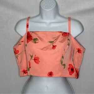 NWT Coral Floral Tafetta Square Neck Crop Top size Large